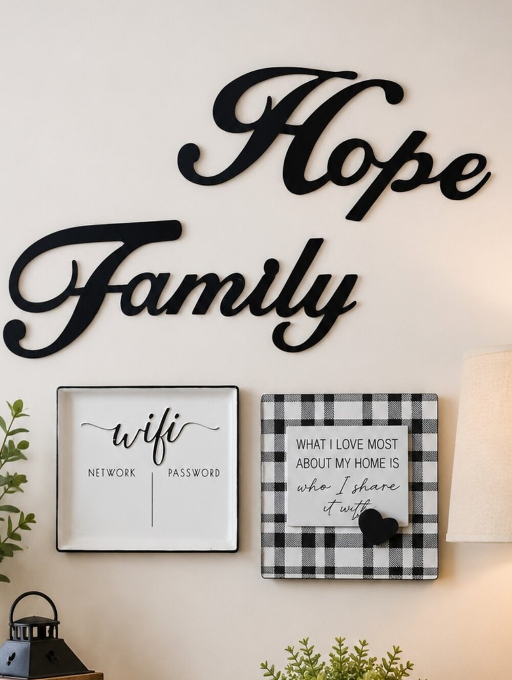 Farmhouse Wall Decor Set with WiFi Password Sign